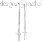 Designs by Nathan | 925 RhP Silver Sterling Silver Cross Threader Earrings
