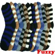 3-10 Pair For Mens Soft Cozy Fuzzy Socks Striped Solid Winter Home Slipper 10-13