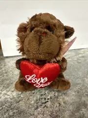 Soft 6” Monkey Brown Plush Valentine Love You Heart W/ Tag