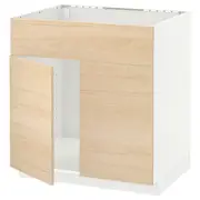 METOD base cabinet f sink w 2 doors/front, white/Askersund light ash effect, 80x60x80 cm