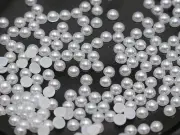 2000 Pure White Half Pearl Gems Flatback Bead 3mm Nail Art Tips + Storage Box
