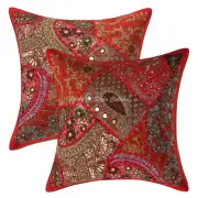 Pillow Cover Handcrafted Sequins Beaded Decor Car Sofa Cushion Case 40 x 40 cm
