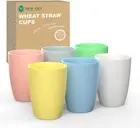 Homienly Wheat Straw Cups Reusable Drinking Glasses- Set of 6 Alternative to Pla