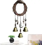 Witch Wind Chimes - Handmade Witch Wind Chime, Protection Door Hanger with Handmade Wreath, Boho Witch for Wiccan Decoration