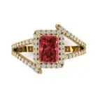 2.1Ct Emerald Cut Natural Garnet VVS1 Solid Gold Halo Engagement Promise Ring
