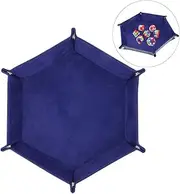 Winterworm Foldable Hexagon Dice Rolling Tray,PU Leather Dice Holder Game Box Velvet for D&D,RPG,Table Games or Desktop Phone Key Storage