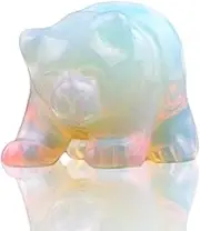 Natural 1.5inches Opalite Opal Bear Beads Semi Stone Carved Statue Chakra Healing Reiki Crafts