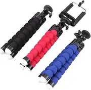 Vaguelly 3pcs Flexible Sponge Octopus Tripod for Mobile Phones Lightweight Tripod Holder with Flexibility for Travel Photography Black Red Blue