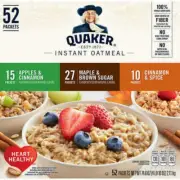 52 Quaker Oats Instant Oatmeal HEART HEALTHY Apples & Cinnamon Maple Brown Sugar