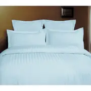 1000TC Self Striped Tailored Quilt Cover Set Pale Blue Double