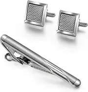 [KUHBDIE] Men's Business Tie Clip Cufflinks Set French Shirt Cufflinks Upscale Black Gift Box