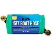 15FT Coiled Boat Hose, Expandable Coil Water Hose, Marine Grade 3/4 Inch Conn...