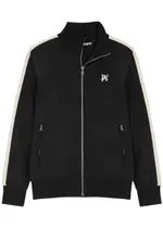 Palm Angels Logo Striped Jersey Track Jacket - Black And White - M M