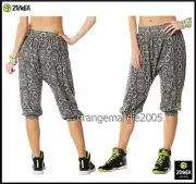 ZUMBA Aztez HAREM Hip Hop DANCE Capri Pant Gold Foil Logo U.K Convention S M XL