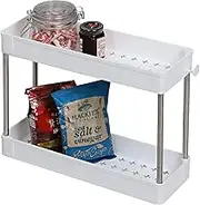 Astro 310-27 Under Sink Storage Rack, White, Slim, 2 Tiers, Under Washbasin, Storage Rack, Kitchen Storage, Condiment Rack, Hooks Included, Space Saving, Kitchen