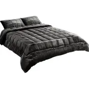 Bedding Faux Mink Quilt Plush Throw Blanket Comforter Duvet Cover Charcoal Double