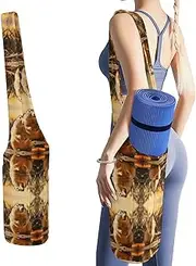 JKLQWH Hand Drawn Groundhog Printed Yoga Mat Bag Long Tote with Pockets for Your Yoga Accessories Exercise Yoga Mat Carrier Holder Multi-Functional Storage Bag Holds Most Pilates Mats