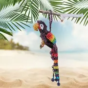 (Mexican) Native American Maya Art Colorful 6" Parrot Handmade seed Beaded, Gift