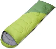Sleeping Bags,Adult Four Seasons Outdoor Envelope Style with Cap Warm Sleeping Bag,Can Be Spliced Hollow Cotton Sleeping Bag,Breathable,Indoor & Outdoor Use,for Camping,Green,1.4kg
