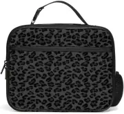 Black Leopard Lunch Box for Women, Insulated Reusable Leopard Lunch Bag with ...