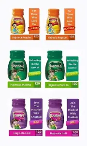 Dabur Hajmola Regular 120tb 2Pack+ Imli 120tb 2Pack+ Pudina 120tb 2Pack (6 pack)