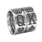 Solid 925 Sterling Silver Poker King & Queen Enamel Ring Gift for Card Players