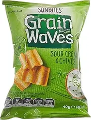 Sunbites Grain Waves Sour Cream and Chives Crackers, 18 x 40 Grams