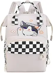 BAGFSHET Cute Cat Print Diaper Bag Backpack Large Capacity Anti-theft Travel Diaper Bag with Insulated Pockets