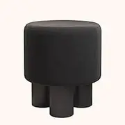 Bedroom Makeup Stool, French Dressing Chair, Dressing Table Stool, Round Nail Art Chair, Compact Makeup Chair, Suitable for Multiple Spaces,Black Flannel