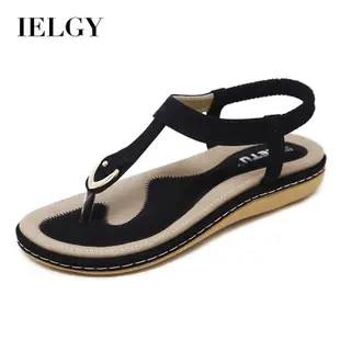 IELGY 新款夏季涼鞋女金屬大碼搭扣平底