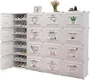 Shoe Storage Cabinet 4 Rows 8 Layers Shoe Cabinet, Large Storage Cabinet Holds 64 Shoes, Shoe Rack Organizer, Plastic Wardrobe Sneaker Holder Container Shoe Organizer
