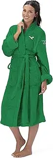 Northwest The Company Official NFL Philadelphia Eagles S/M Silk Touch Bath Robe Retro Logo with Number, Kelly Green, 26" x 47", Kelly Green, Small-Medium