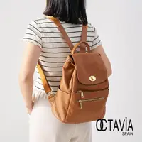 在飛比找momo購物網優惠-【OCTAVIA 8】金扣蓋子 經典牛皮束口後背包- 黃棕(