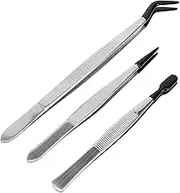 3Pcs Stainless Steel Multi Function Tweezers for Crafting Stamping and Eyelash Application Lightweight and Durable for Hobbyists and Professionals