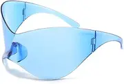 [HYYZZC] Oversized Futuristic Sunglasses Women Men Fashion Silver Mask Visor Sun Glasses Female Punk Eyeglasses