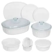 CorningWare French White 12-Pc Ceramic Bakeware Set with Lids, Chip and Crack...