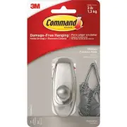 3M Command Metallic Adhesive Hook - REUSABLE - BRUSHED NICKEL FINISH