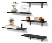 DelSol Floating Shelves Wall Mounted 5pcs Set Rustic Wood Storage Book Shelf (3 Colours)