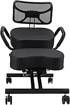 Kneeling Chair -Height Adjustable Ergonomic Breathable Back Support Kneeling Chair with Leather Cushion