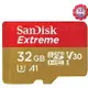 SanDisk 32GB 32G microSDHC【100MB/s Extreme】Extreme microSD micro SD SDHC UHS UHS-I 4K U3 Class 3 C10 Class 10 V30 手機記憶卡