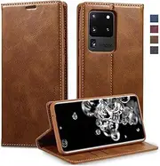 Wallet Case for Galaxy S20 Ultra,for Samsung Galaxy S20 Ultra 5G Leather Flip Case with RFID Blocking Card Holders Stand Feature Cash Pocket Magnetic Cover[Brown]