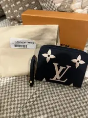 Louis Vuitton Bicolor Monogram Empreinte Zippy Coin Purse Case Wallet Navy Cream