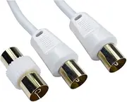 ALIDA SYSTEMS - 10m Aerial Coaxial Cable with Gold-Plated Connectors, Male to Male RF Coax Lead with Female Adapter Coupler for Freeview, Freesat, Sky, Virgin, BT, You View, Satellite TV - White