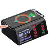 Bakeey 100W 8-Port USB PD Charger PD3.0 QC3.0 Desktop Charging Station Smart Charger 10W Wireless Charger Charging Pad F