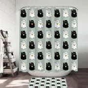 Black and White Lucky Cats Shower Curtain
