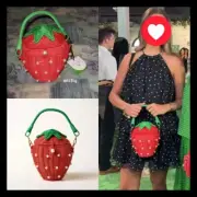 NWT Kate Spade x Target Pearl Embellished Strawberry Wicker Basket Bucket Bag