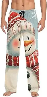[PDZRMY] Pajama Pants Christmas Bird Snowman for Men Men's Separate Bottoms, Lounge Pants with Pockets S