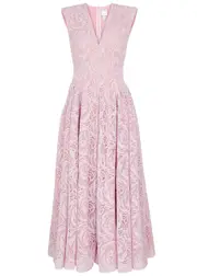Huishan Zhang Claret Guipure Lace Maxi Dress - Pink - 10 (UK10 / S) 10 (UK10 / S)