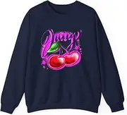 [X.Style] Airbrush Y2k Vintage 2000s, Retro Nerd Aesthetic Sweatshirt for Adults Crew Neck Long Sleeve Pullover Navy S