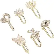 WESIEVYA 6pcs Non Piercing Nose Studs Clip Fake Nose Ring Butterfly Jewelry Clip for Women Men